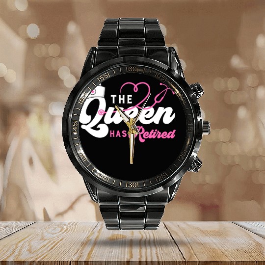 The Queen Retired nurse Calendar Steel Band Watch