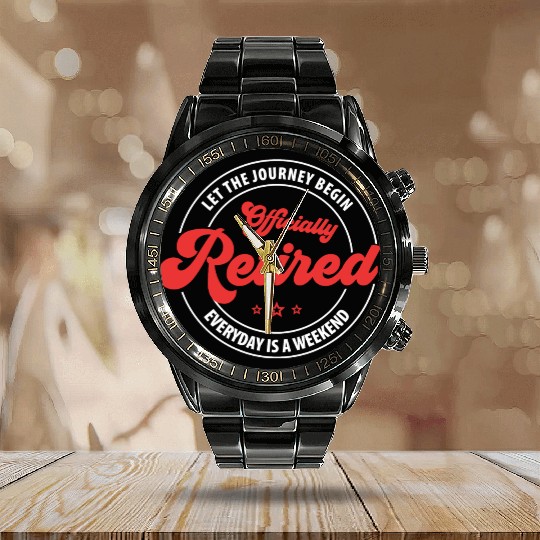 Officially Retired nurse Calendar Steel Band Watch