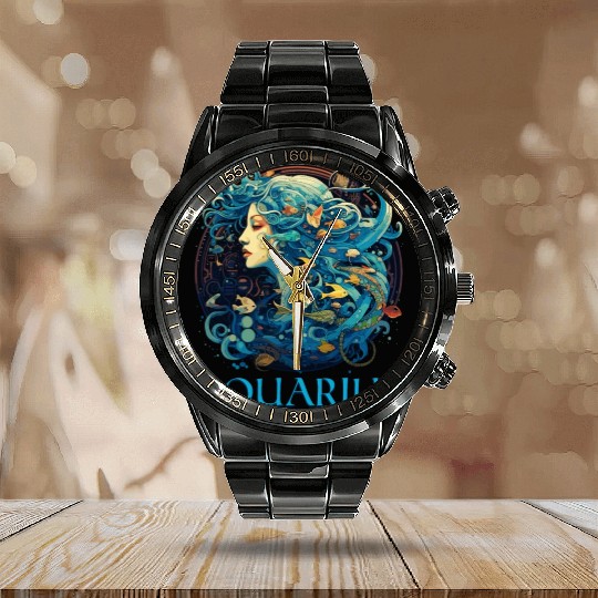 Embrace Your Aquarius Identity: Aquarius Zodiac Calendar Steel Band Watch