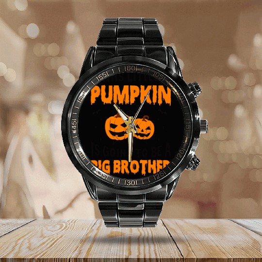 This Little Pumpkin Is Going To Be A Big Brother Calendar Steel Band Watch