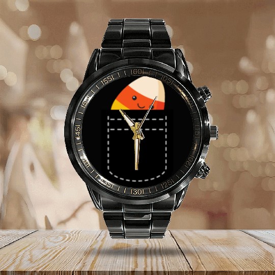 Cool Candy Corn For Men Women Pocket Candy Corn Calendar Steel Band Watch