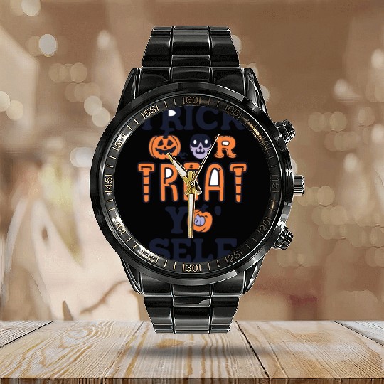 Trick or Treat Yo’ Self Calendar Steel Band Watch