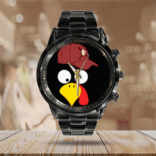 Turkey baseball thanksgiving Calendar Steel Band Watch