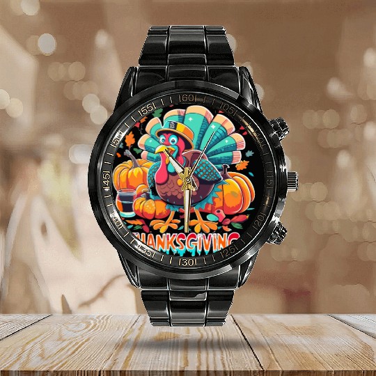 thanksgiving turkey holiday ice age Calendar Steel Band Watch