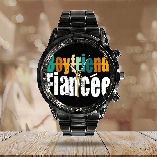 Couple Engagement Engaged Men Funny Fiancee Calendar Steel Band Watch