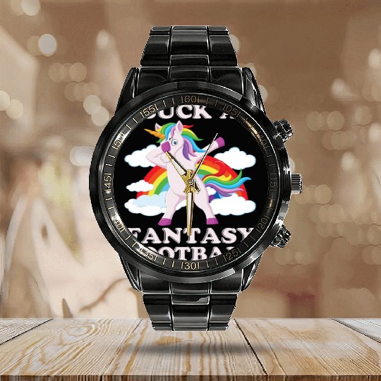 I suck at fantasy football dabbing unicorn funny Calendar Steel Band Watch