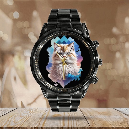 Persian Cat Calendar Steel Band Watch
