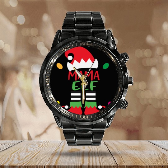 Merry Christmas mama elf Calendar Steel Band Watch
