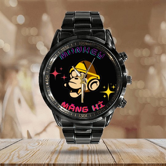 MONKEYS Calendar Steel Band Watch