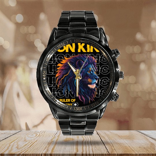 Vector Lion King Digital Accessor Calendar Steel Band Watch