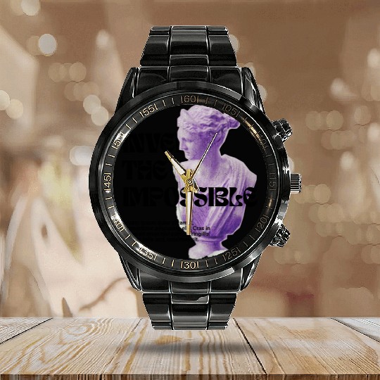 Watercolor Prints Calendar Steel Band Watch