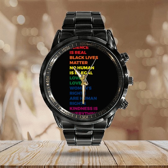 Science Is Real Calendar Steel Band Watch