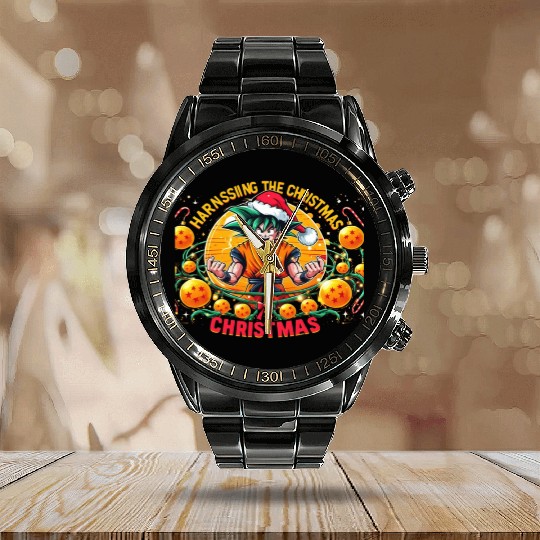 Funny Goku Christmas festival Calendar Steel Band Watch