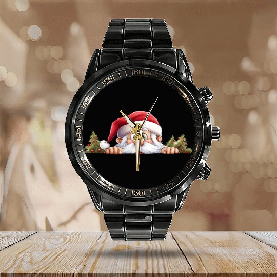 Christmas Present Santa Christmas watercolor Calendar Steel Band Watch