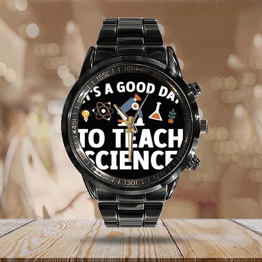 Funny Science Teacher Men Women Nerd Physics Teach Calendar Steel Band Watch