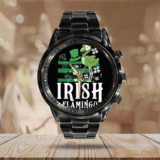 Irish flamingo Calendar Steel Band Watch