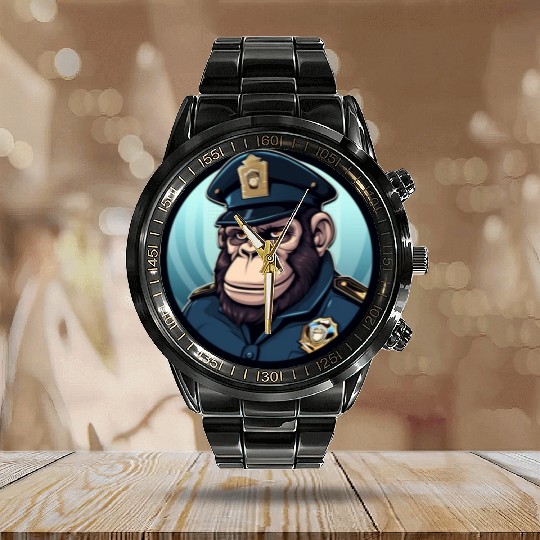 Police gorilla Calendar Steel Band Watch