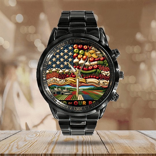 Roots of Pride: Eco-Friendly Harvest Flag Design Calendar Steel Band Watch