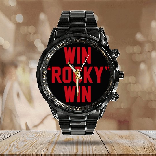 Win Rocky Win Calendar Steel Band Watch