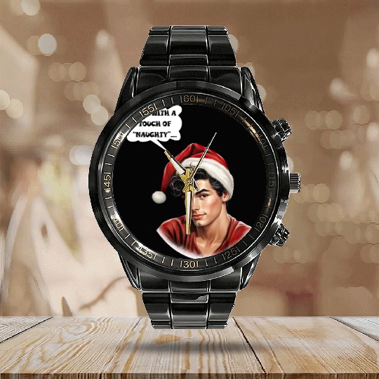 Christmas Nice Cute and Handsome Man Calendar Steel Band Watch
