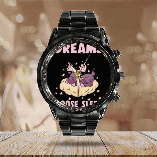 Dreams Are Calling Youth Cute Moose Calendar Steel Band Watch