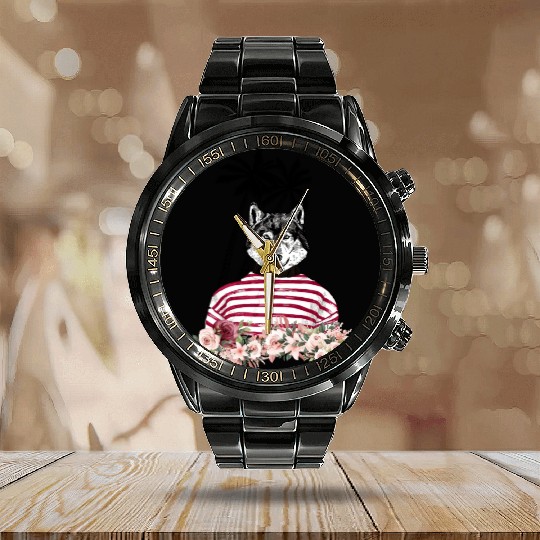 Husky Chill Gift For Dog Lover Calendar Steel Band Watch