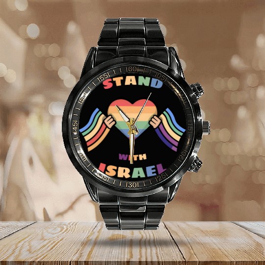 LGBTQ community STANDS WITH ISRAEL Calendar Steel Band Watch