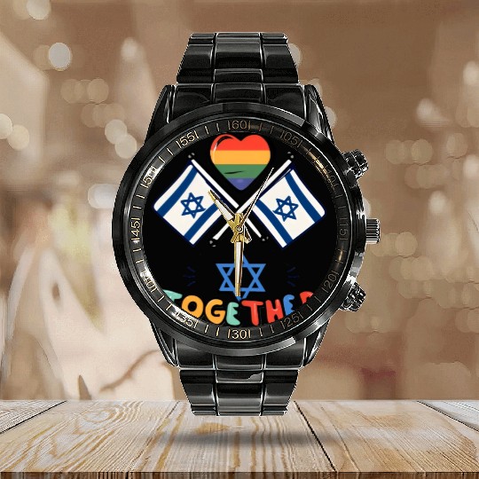 LGBTQ community STANDS WITH ISRAEL Calendar Steel Band Watch