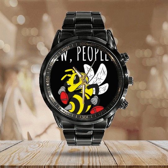 Ew People Angry Bee Calendar Steel Band Watch