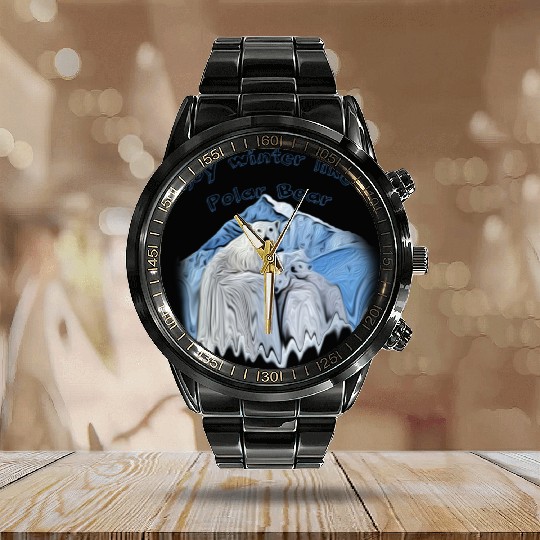 Enjoy winter like a polar bear Calendar Steel Band Watch