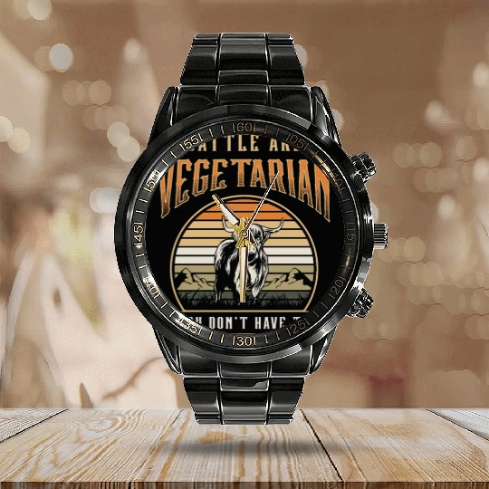 Cattle Farming Cattle Are Vegetarian Dairy Farmer Calendar Steel Band Watch