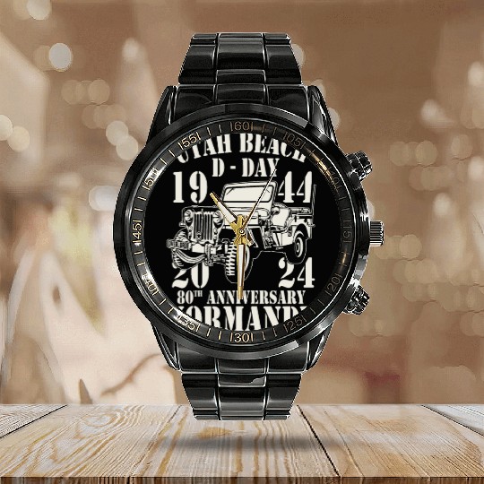 Utah Beach D Day 1944 2024 80 Anniversary Normandy Calendar Steel Band Watch