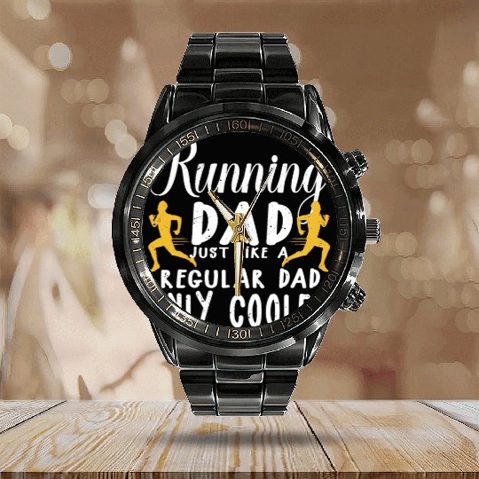 Funny Running For Men Dad Marathon Runner Coach Ma Calendar Steel Band Watch