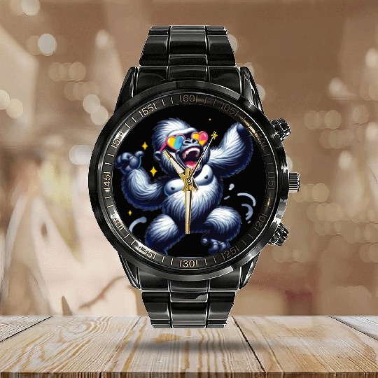 Gorilla With Sunglasses Calendar Steel Band Watch