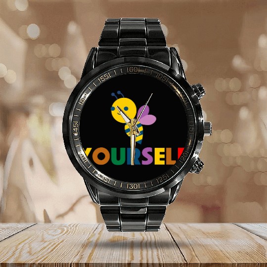 Bee Yourself Lesbeean Lesbian Calendar Steel Band Watch