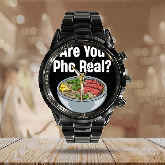 Are You Pho Real? Vietnamese Food Puns Restaurant Calendar Steel Band Watch