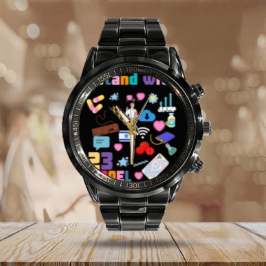 I stand with israel Calendar Steel Band Watch