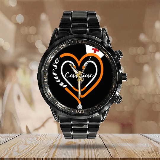 Cardiac Nurse Halloween Stethoscope He Rn Calendar Steel Band Watch