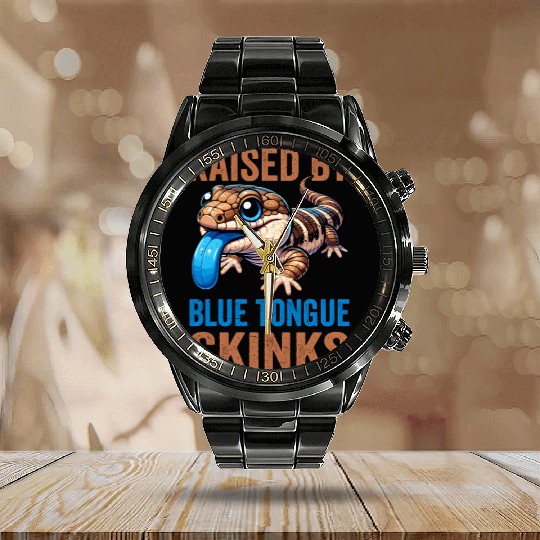 Lizard Collector Reptile Lover Blue Tongue Skink Calendar Steel Band Watch