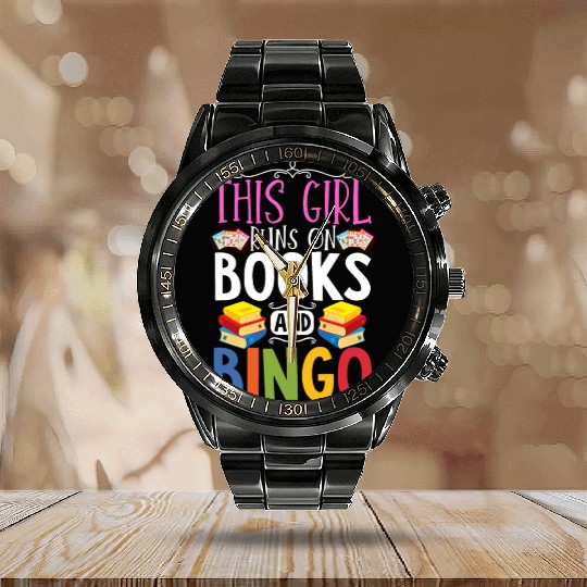This Girl Runs On Books And Bingo Calendar Steel Band Watch