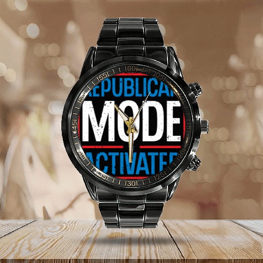 Republican Mode Activated American Voter Voting Calendar Steel Band Watch