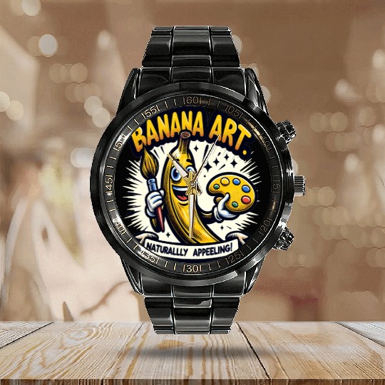 Banana Art, Naturally Appealing Calendar Steel Band Watch