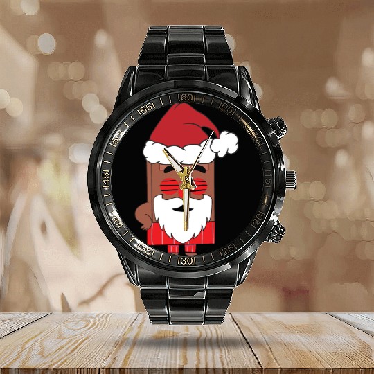 Choco Christmas Santa Claus Funny Santa Face Calendar Steel Band Watch