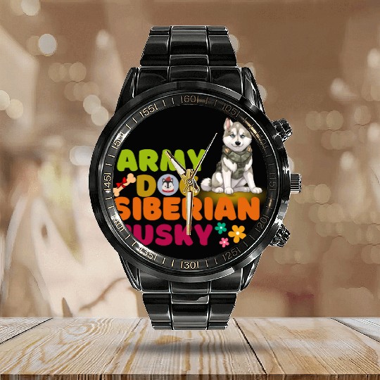 Siberian Husky Dog Husky Dog Lovers Calendar Steel Band Watch