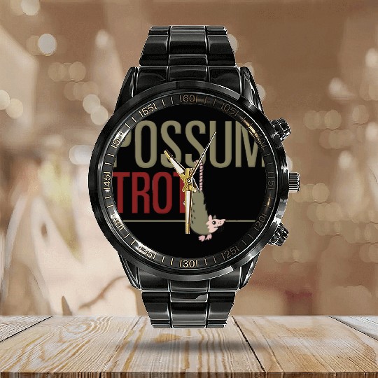 Possum Trot Calendar Steel Band Watch