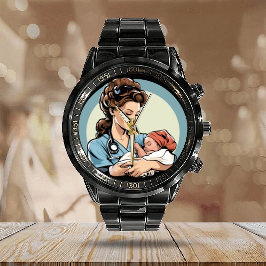 Registered Nurse Medical Medicine Neonatal Nurse Calendar Steel Band Watch