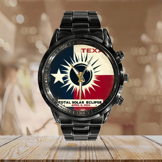 Texas Total solar eclipse 2024 Calendar Steel Band Watch