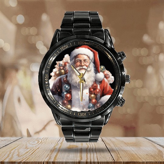 a jolly Santa Claus surround Calendar Steel Band Watch
