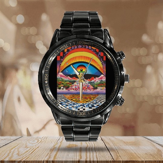 Calendar Steel Band Watch: "Psychedelic Odyssey: Wearable Art for th