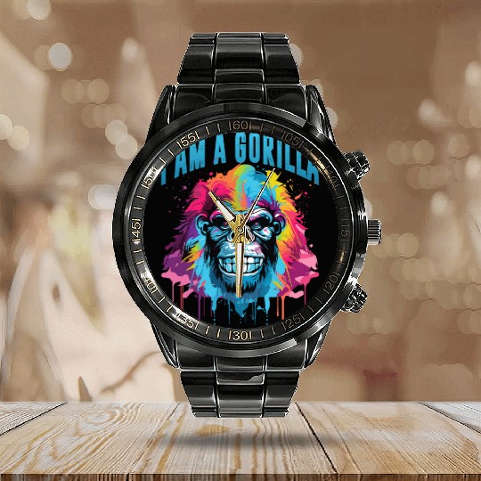 I Am A Gorilla Calendar Steel Band Watch